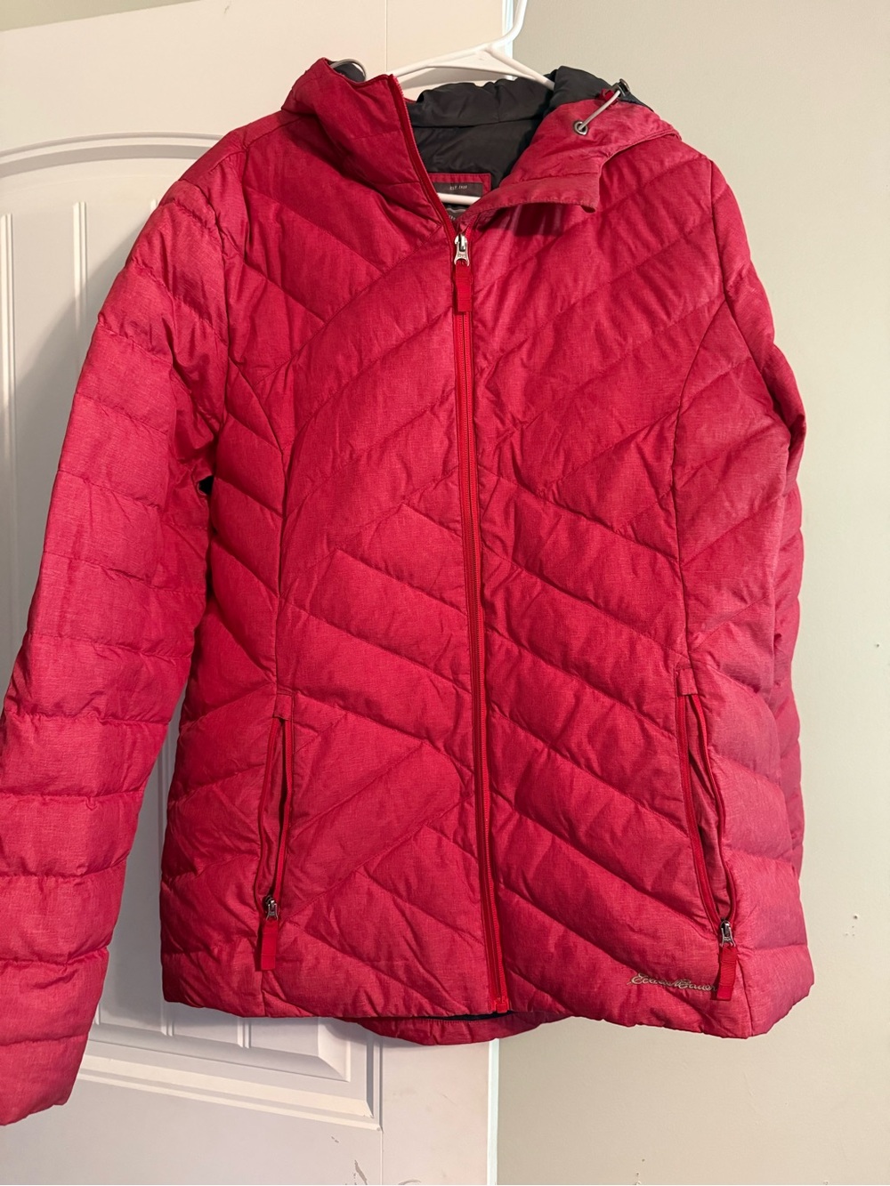 Eddie Bauer Red Quilted Hooded Puffer Jacket